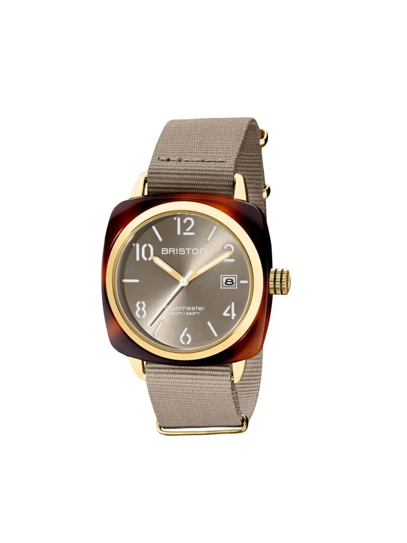 Briston Clubmaster Classic Acetate Hms Gold Grey Taupe Sunray Dial 40Mm 1