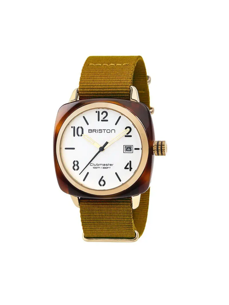 Briston Clubmaster Classic Acetate Hms Gold White Dial Mustard 40Mm 1