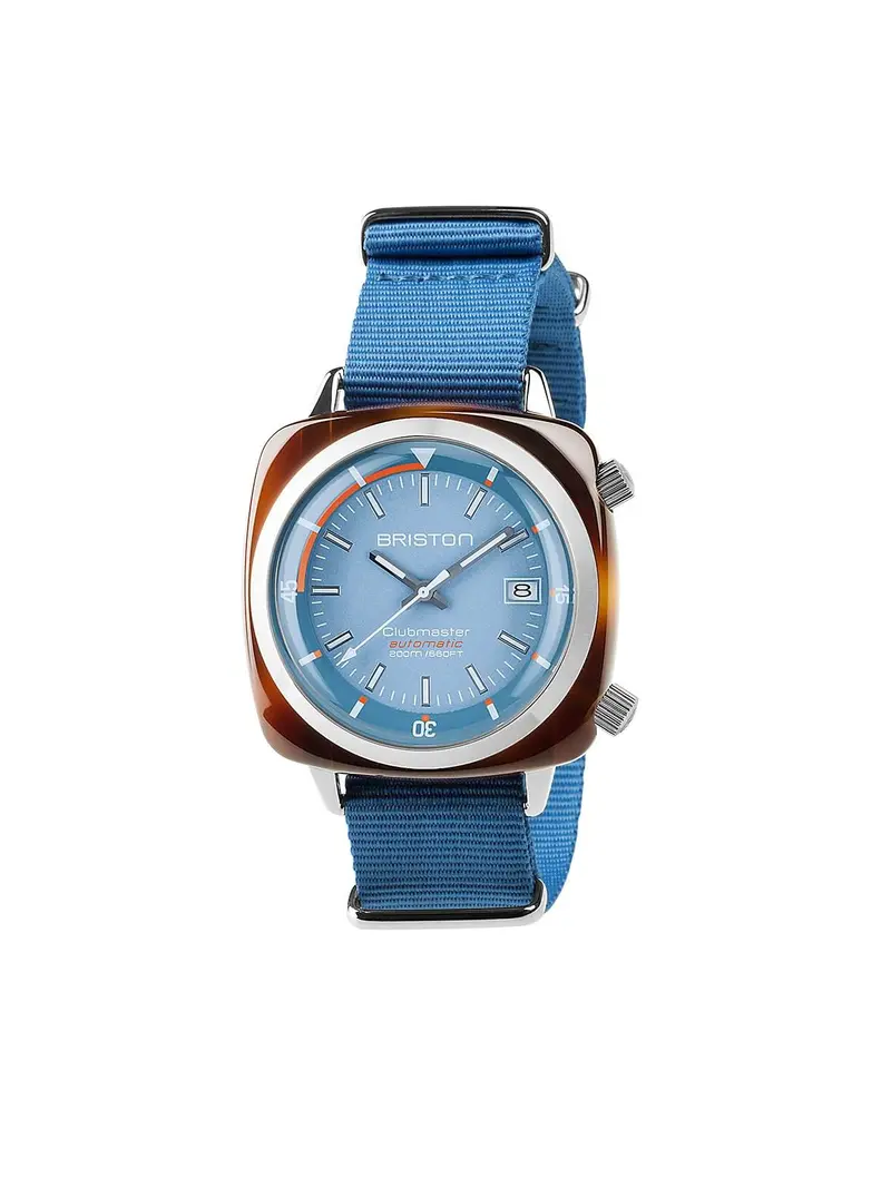 Briston Clubmaster Diver Acetate Automatic Hms Tortoise Shell Light Blue Dial 42Mm 1