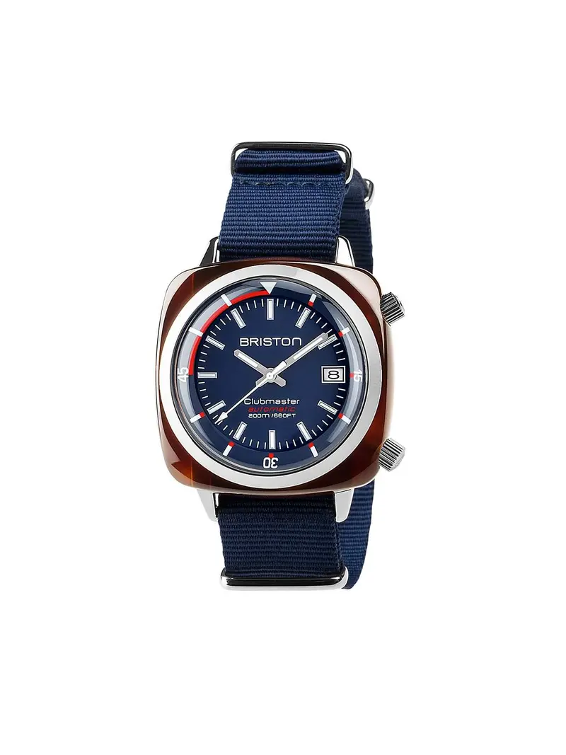 Briston Clubmaster Diver Acetate Automatic Hms Tortoise Shell Navy Blue Dial 42Mm 1