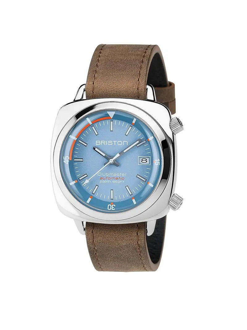 Briston Clubmaster Diver Polished Steel Automatic Hms Light Blue Dial 42Mm 1
