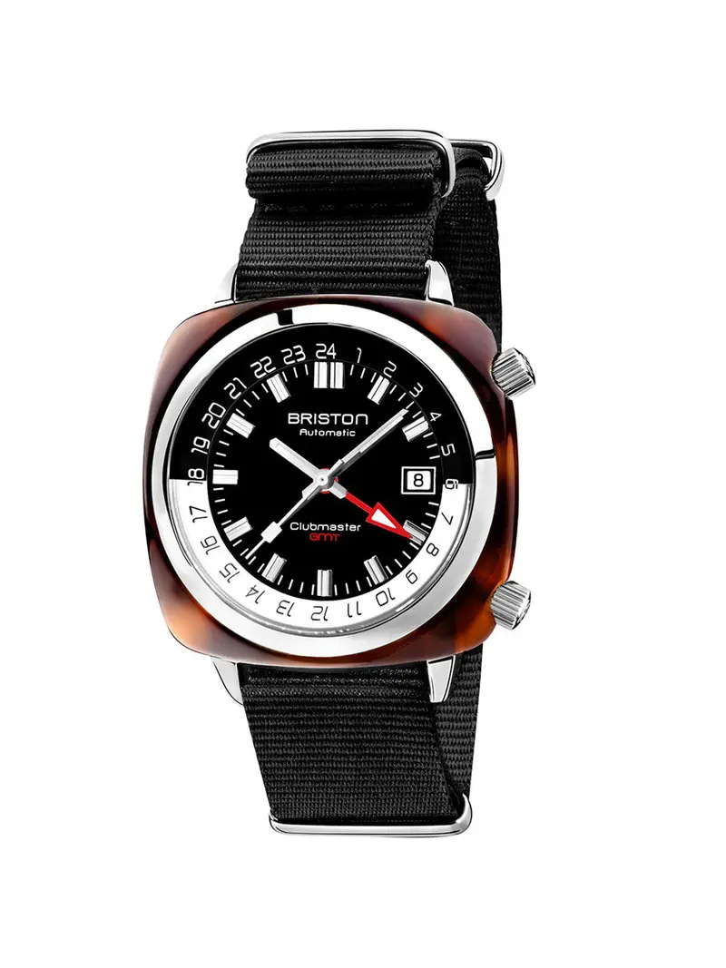 Briston Clubmaster Gmt Traveler Hms Automatic Acetate Black Dial Black Nato Strap 42Mm 1