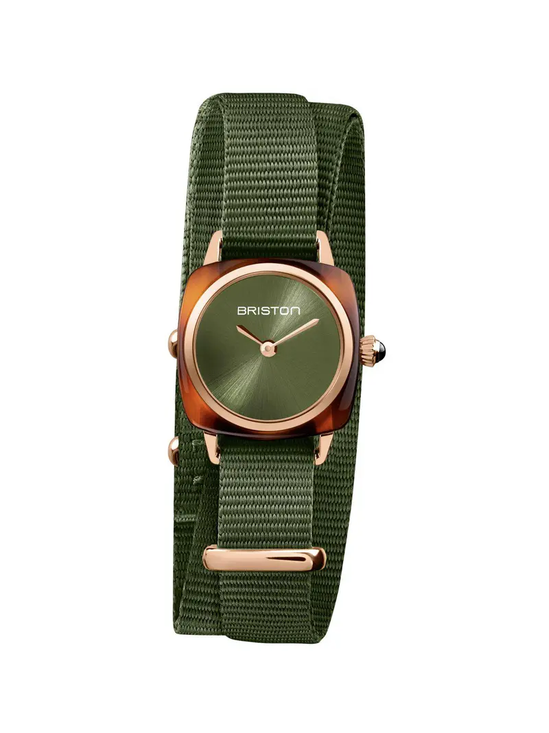 Briston Clubmaster Lady Acetate Hm Green Olive Sunray Dial Rose Gold Double Tour 24Mm 1