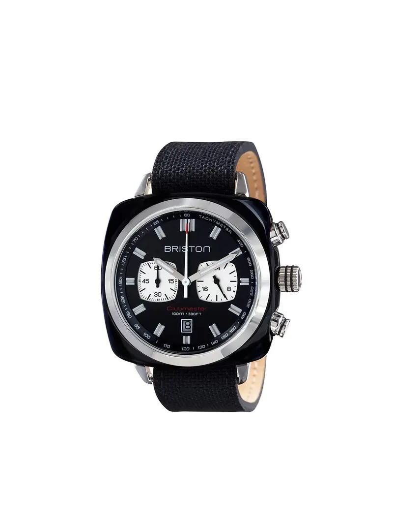 Briston Clubmaster Sport Acetate Chronograph Black With Black Dial 42Mm 1