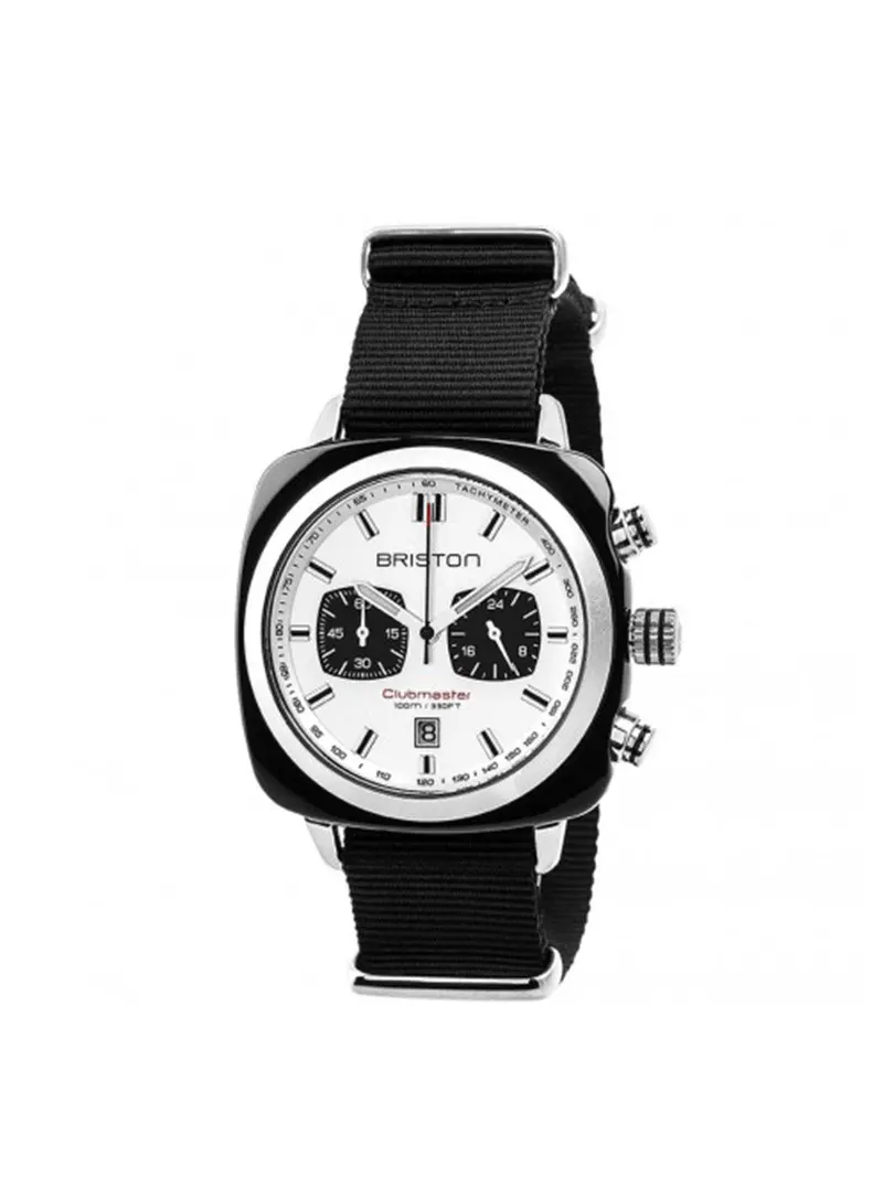 Briston Clubmaster Sport Acetate Chronograph Black With White Dial 1