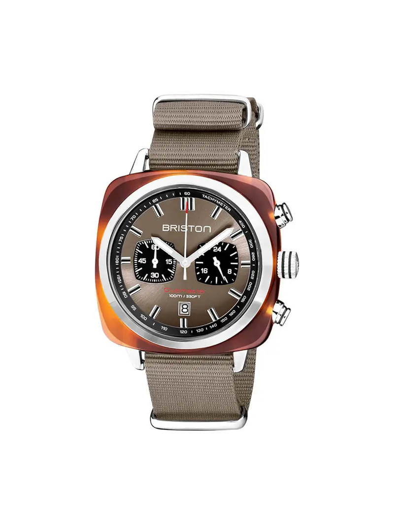 Briston Clubmaster Sport Acetate Chronograph Grey Taupe Sunray Dial 42Mm 1