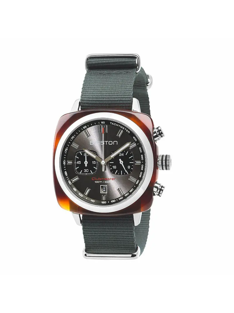 Briston Clubmaster Sport Acetate Chronograph Tortoise Shell Grey Sunray Dial 42Mm 1