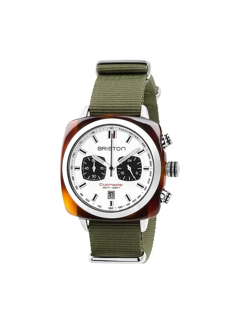 Briston Clubmaster Sport Acetate Chronograph Tortoise Shell White Dial 42Mm 1