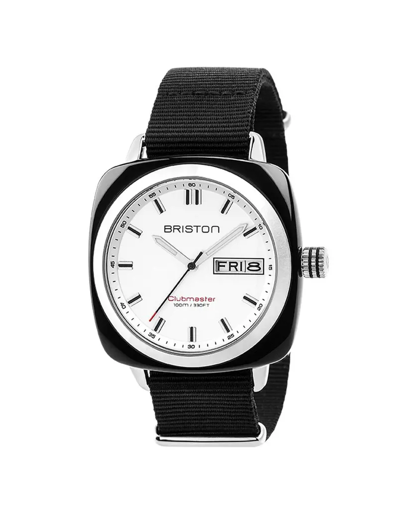 Briston Clubmaster Sport Acetate Hms Black With White Dial Black Nato Strap 42Mm 1