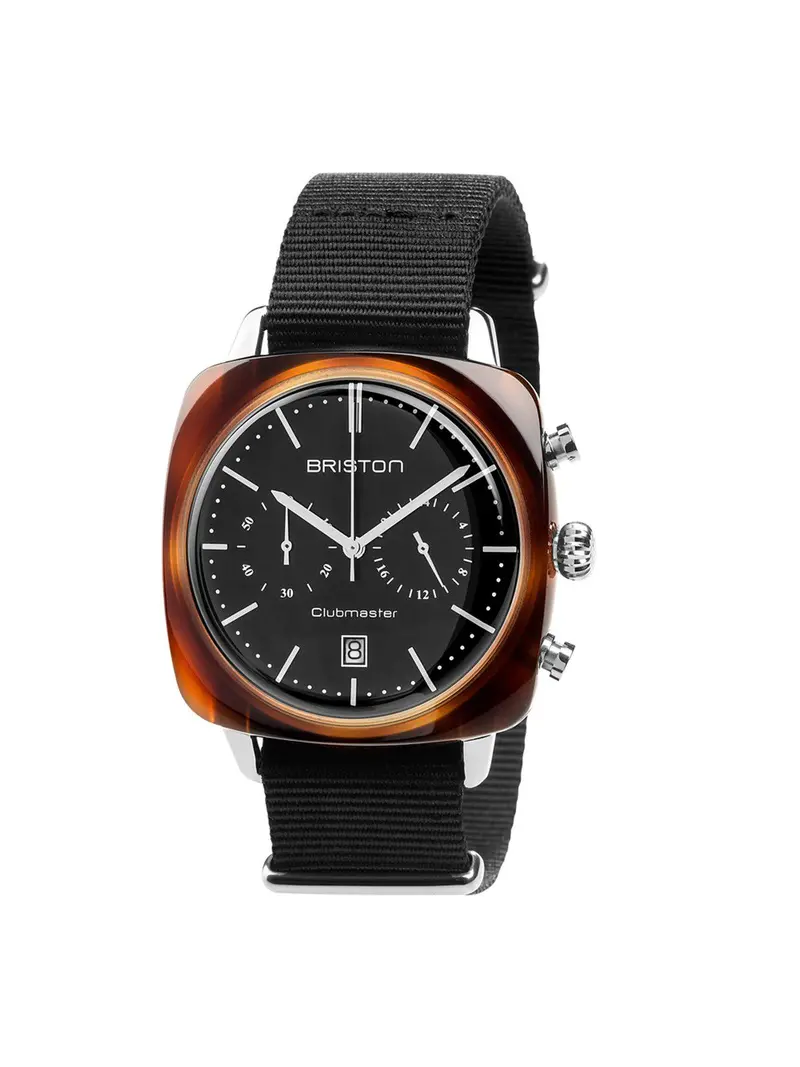 Briston Clubmaster Vintage Acetate Chronograph Black Dial Black Nato Strap 42Mm 1