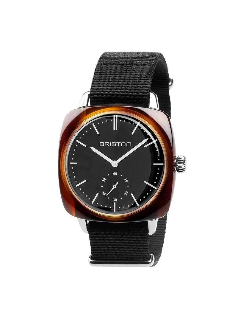 Briston Clubmaster Vintage Acetate Small Second Tortoise Black Strap With Black Dial 40Mm 1