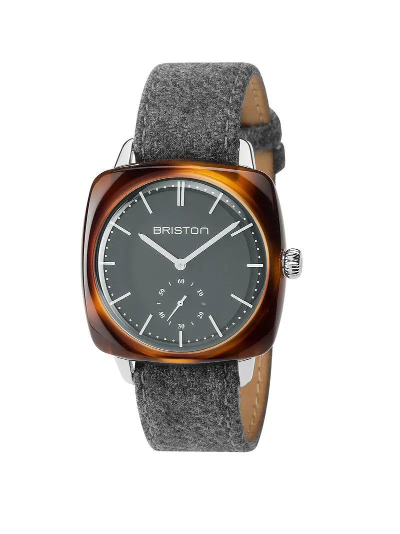Briston Clubmaster Vintage Acetate Small Second Tortoise Shell Grey Matt Dial 40Mm 1