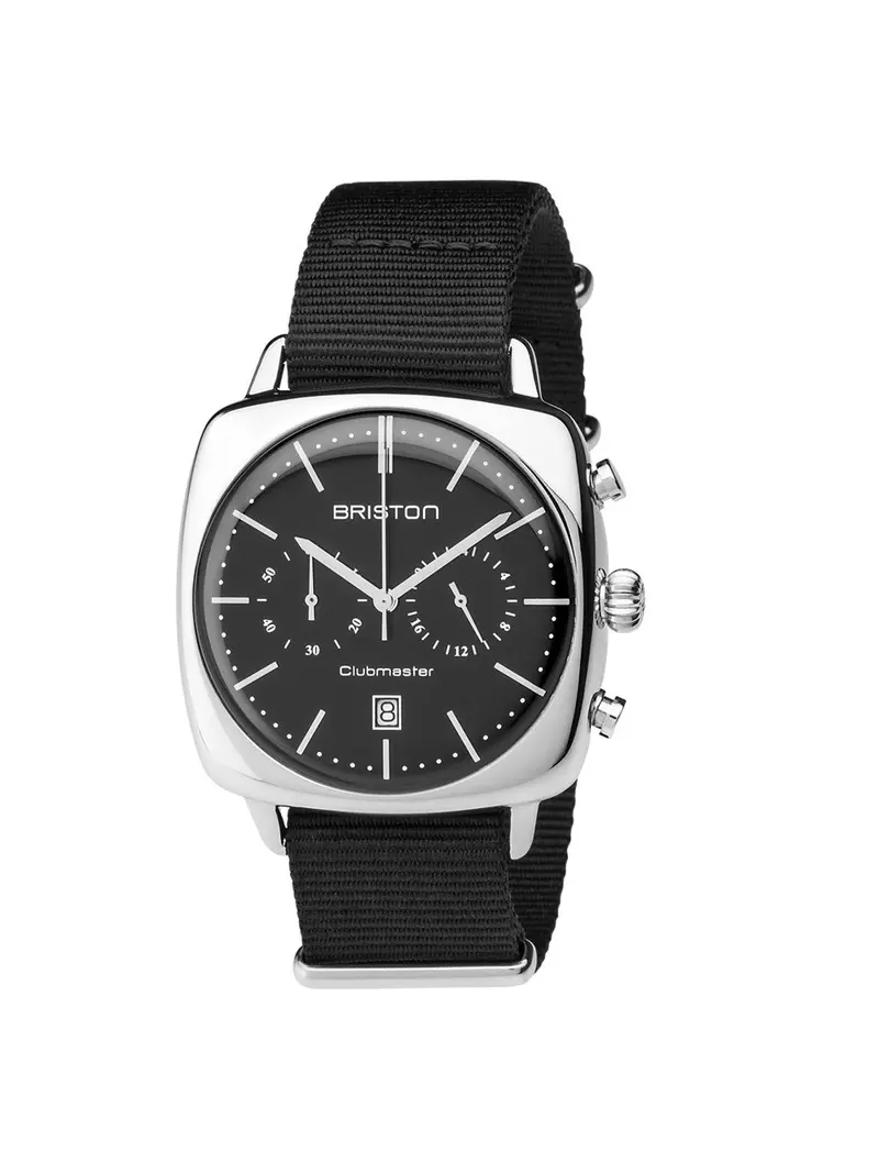 Briston Clubmaster Vintage Steel Chronograph Black Dial Black Nato Strap 42Mm 1