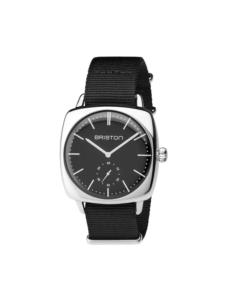 Briston Clubmaster Vintage Steel Small Second Black Dial Black Nato Strap 40Mm 1