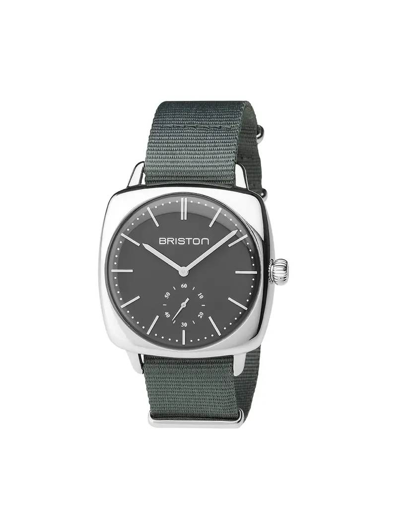 Briston Clubmaster Vintage Steel Small Second Grey Matt Dial Grey Nato Strap 40Mm 1