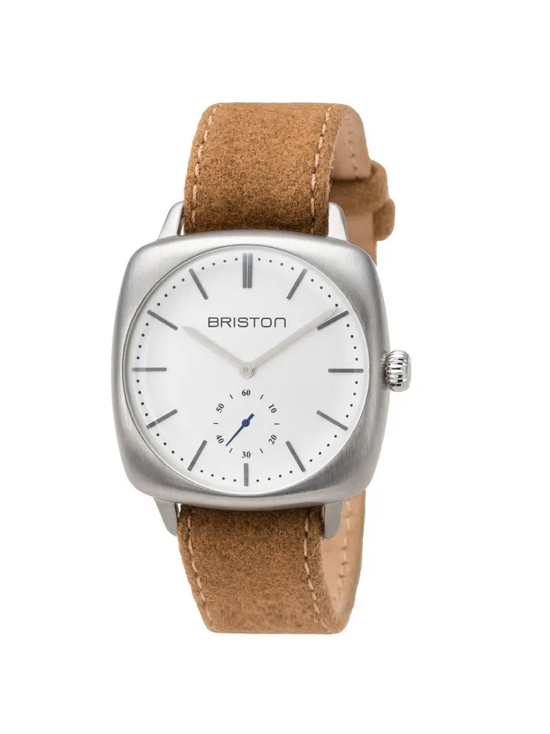 Briston Clubmaster Vintage Steel Small Second White Dial Brown Flannel 40Mm 1