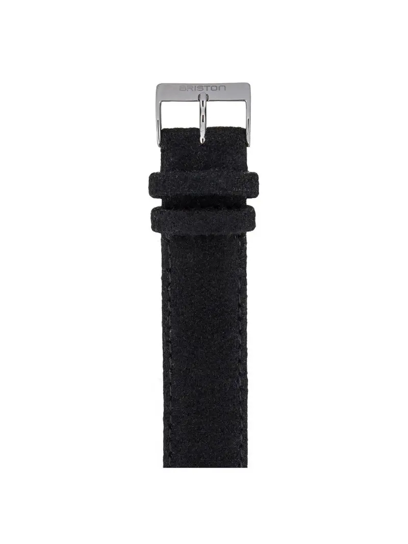Briston Leather Flannel Strap Black Polished Steel 20Mm 1