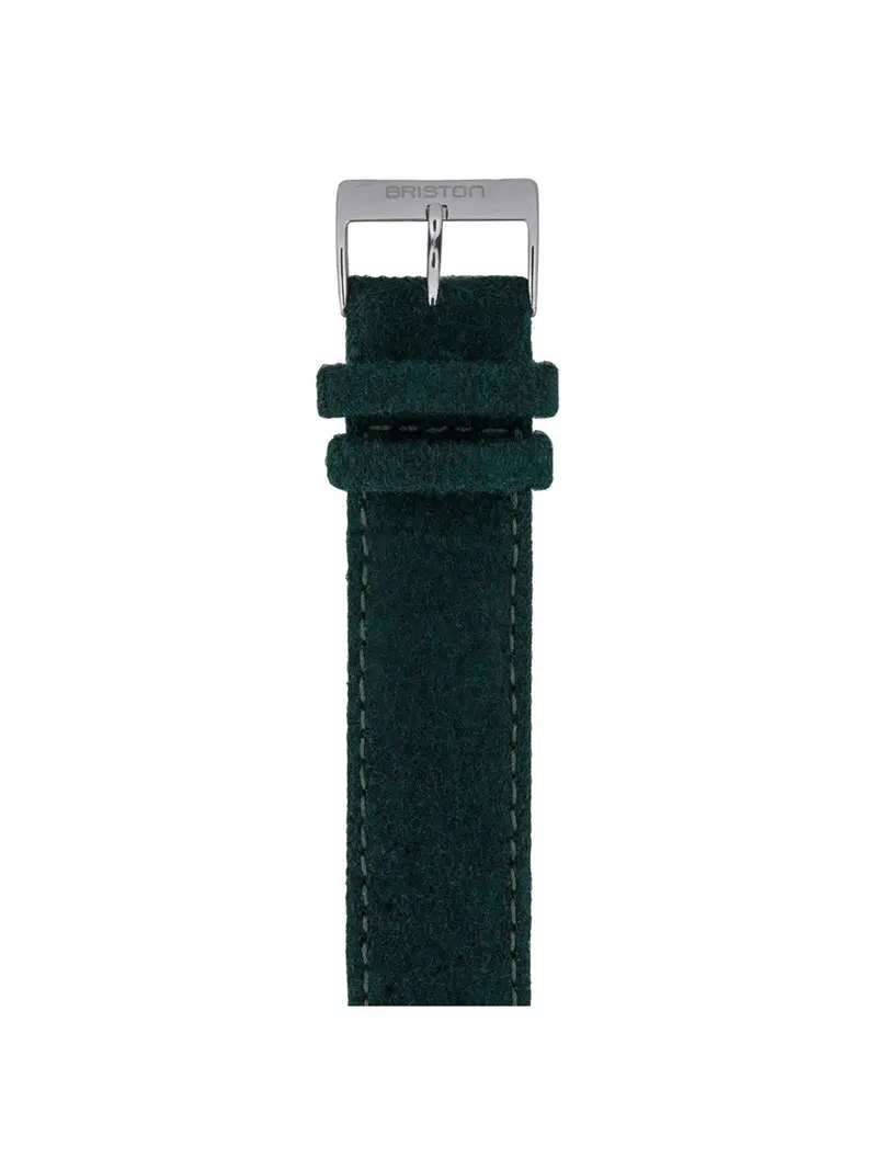 Briston Leather Flannel Strap British Green Polished Steel 20Mm 1