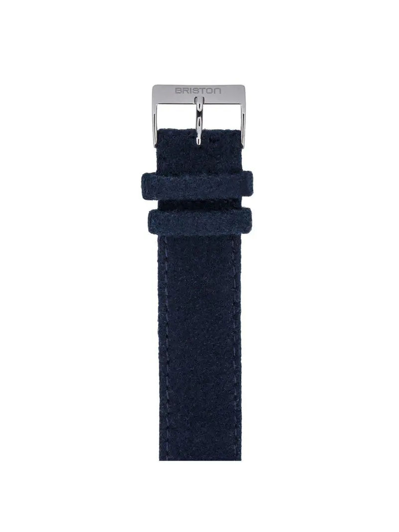 Briston Leather Flannel Strap Navy Blue Polished Steel 20Mm 1