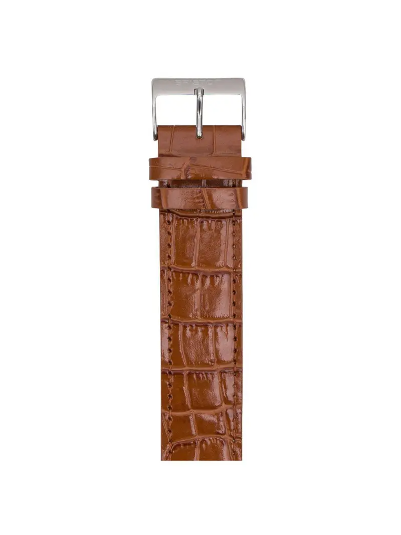 Briston Luxury Leather Strap Brown Alligator Polished Steel 20Mm 1
