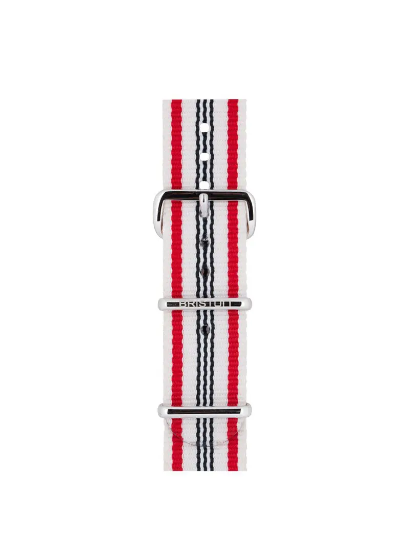Briston Nato Strap Beige Red And Navy Blue Stripes Polished Steel 20Mm 1