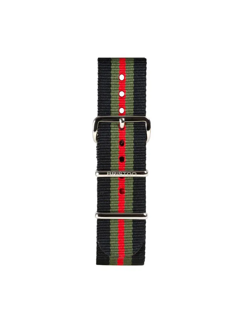 Briston Nato Strap Black Green Red Stripes Polished Steel 20Mm 1
