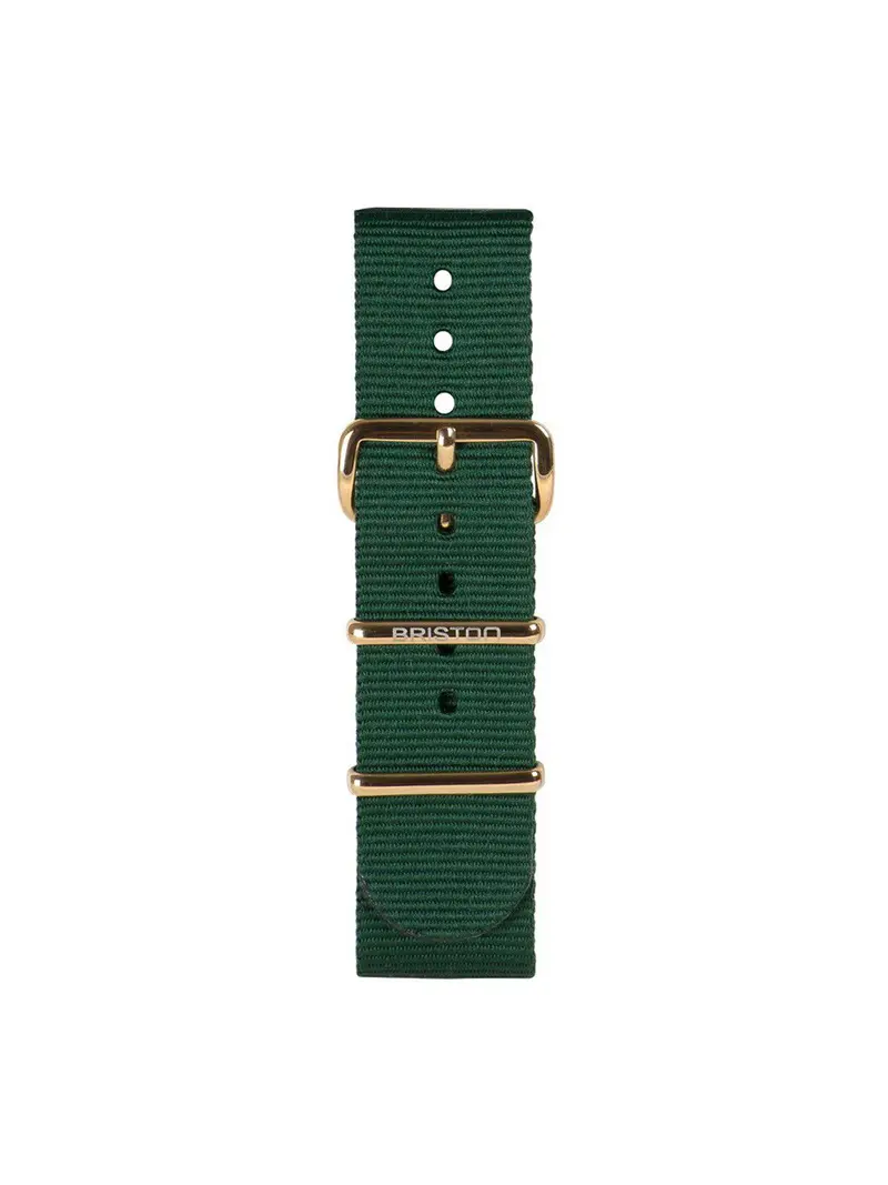 Briston Nato Strap British Green Yellow Gold 20Mm 1