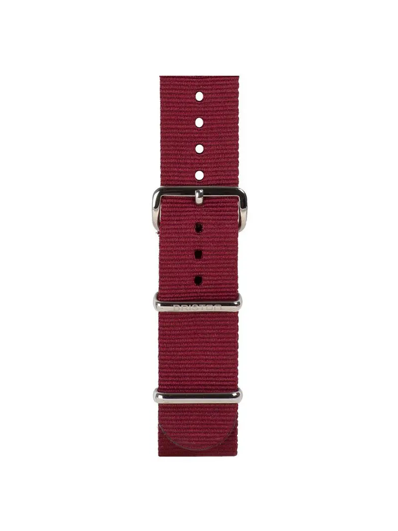 Briston Nato Strap Burgundy Polished Steel 20Mm 1