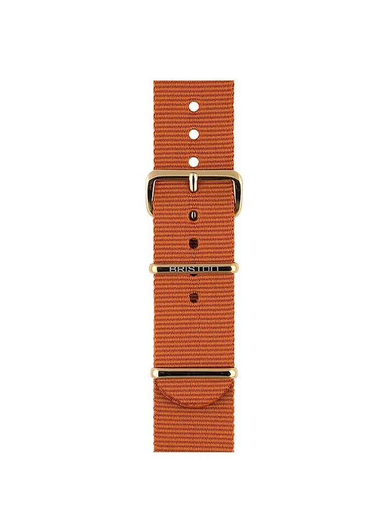 Briston Nato Strap Dark Brown Yellow Gold 20Mm 1