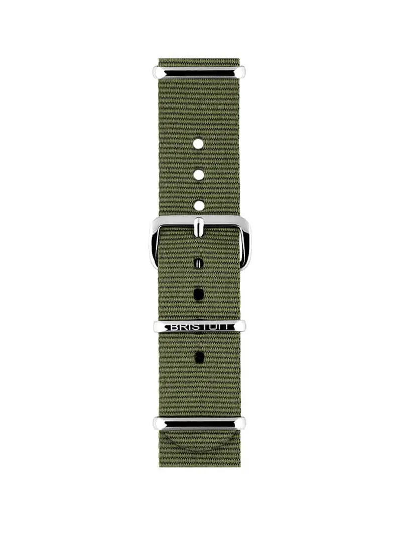 Briston Nato Strap Green Army Polished Steel 18Mm 1
