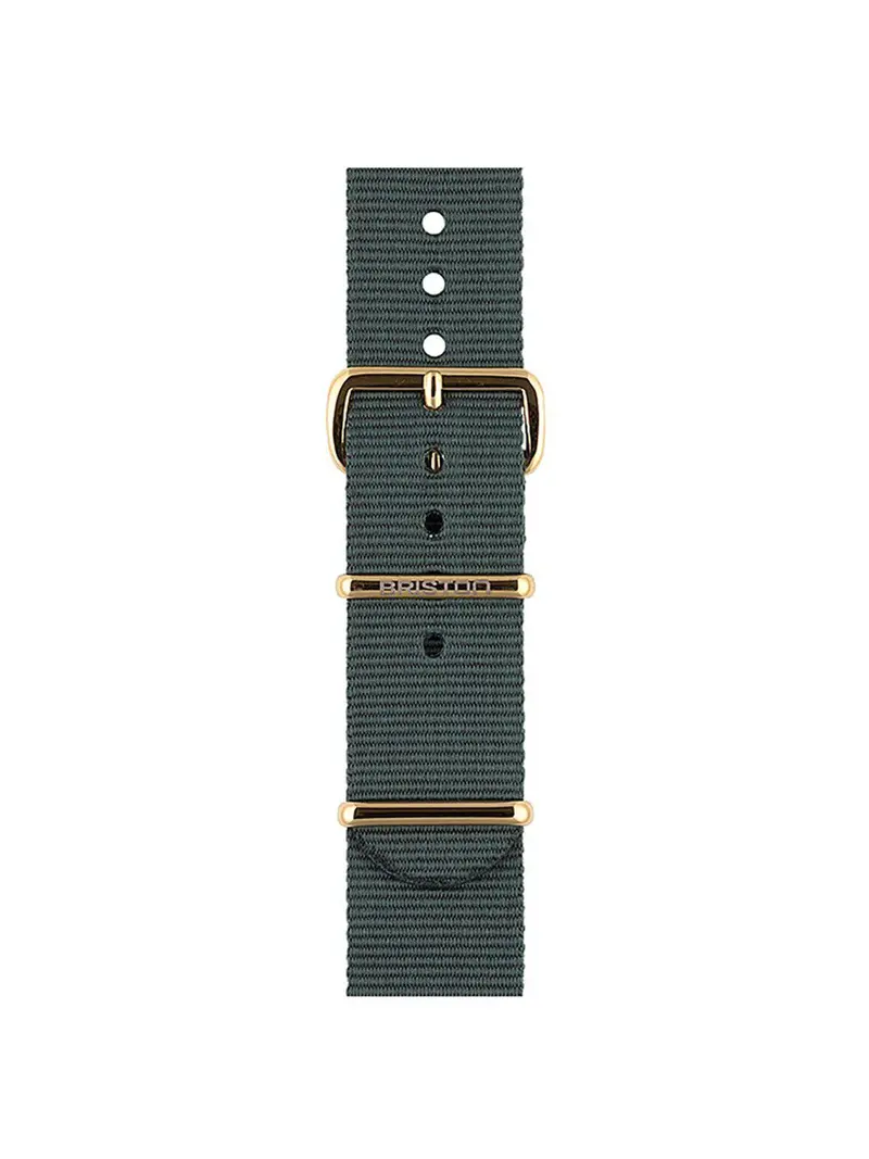 Briston Nato Strap Grey Yellow Gold 20Mm 1