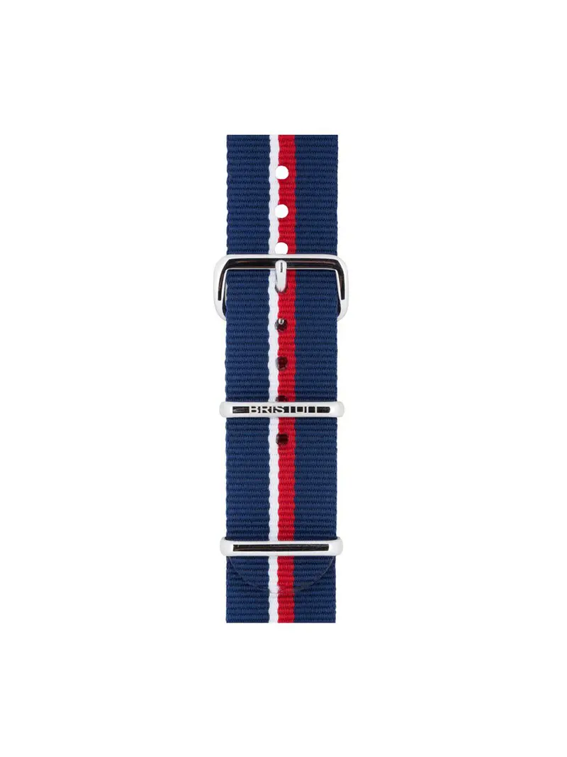 Briston Nato Strap Navy Blue White Red Stripes Polished Steel 20Mm 1