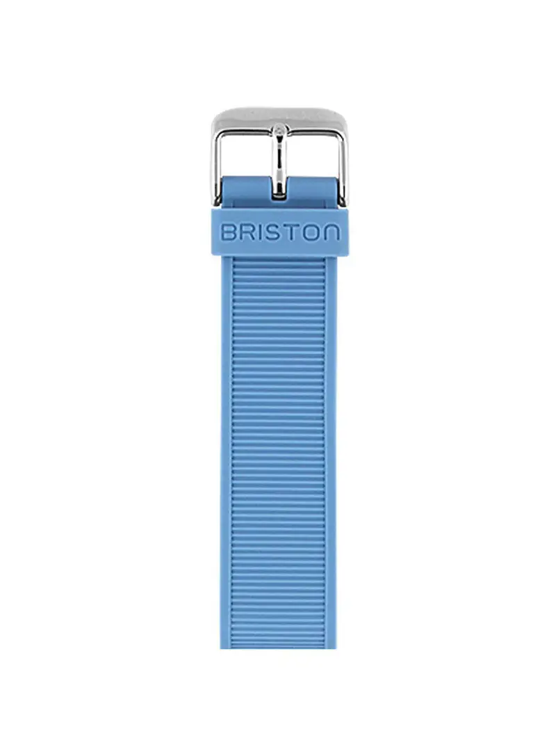 Briston Rubber Strap Light Blue Polished Steel 18Mm 1