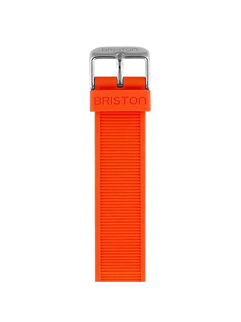 Briston Rubber Strap Orange Polished Steel 18Mm 1