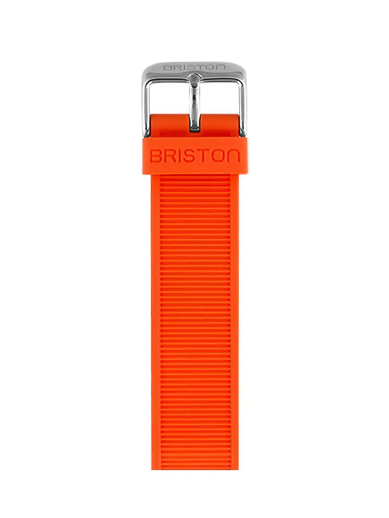 Briston Rubber Strap Orange Polished Steel 20Mm 1