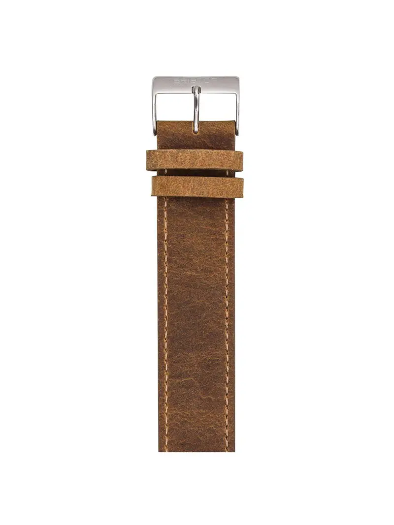 Briston Vintage Leather Strap Brown Polished Steel 20Mm 1