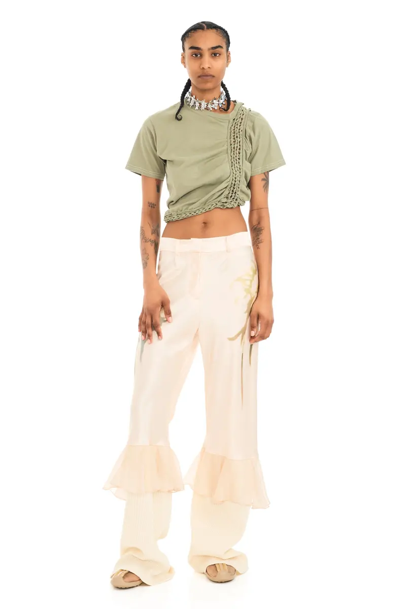 Butter Faded Flower Geranium Trouser 1