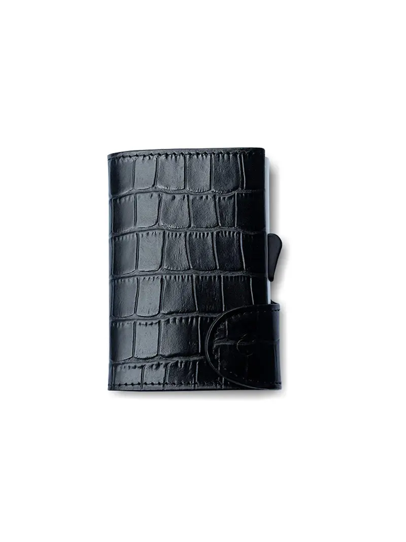 C-Secure Croco Leather Rfid Wallet Black 1