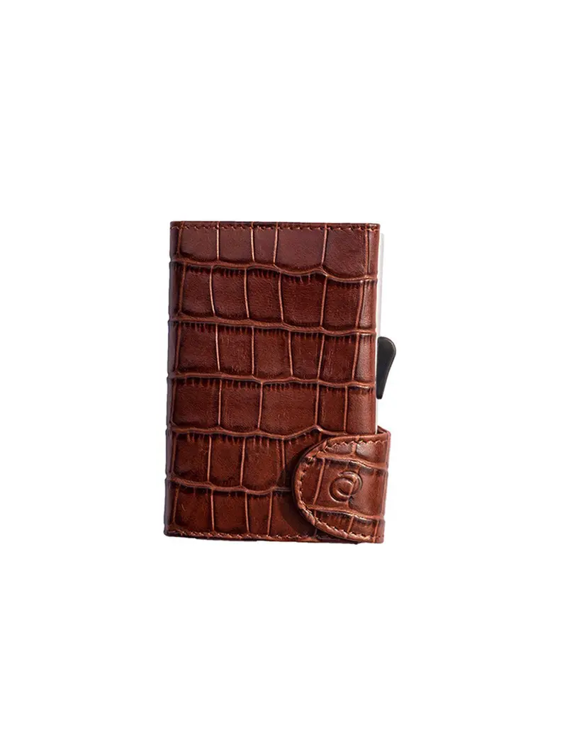 C-Secure Croco Leather Rfid Wallet Brown 1