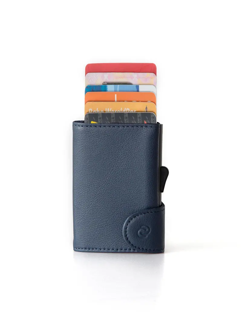 C-Secure Italian Leather Rfid Wallet With Coin Pouch Blue 1