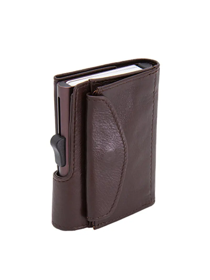C-Secure Xl Italian Leather Wallet With Coin Pouch Rfid Mogano Brown 1