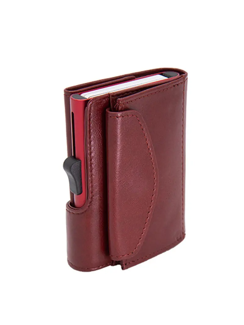 C-Secure Xl Italian Leather Wallet With Coin Pouch Rfid Red Bordeaux 1
