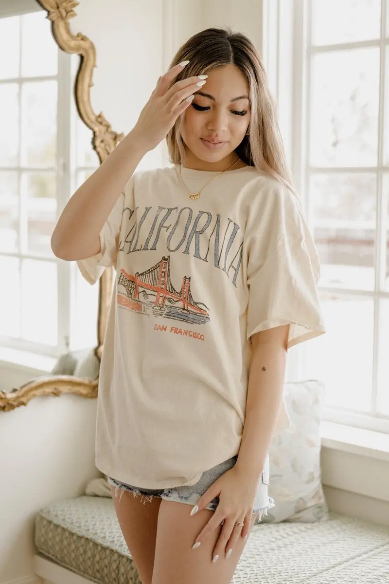 California San Fran Off White Thrifted Tee 1