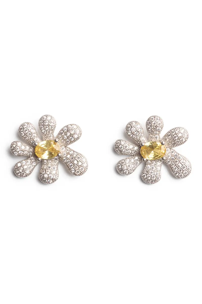 Canary Crystal Pave Squashed Blossom Earring 1