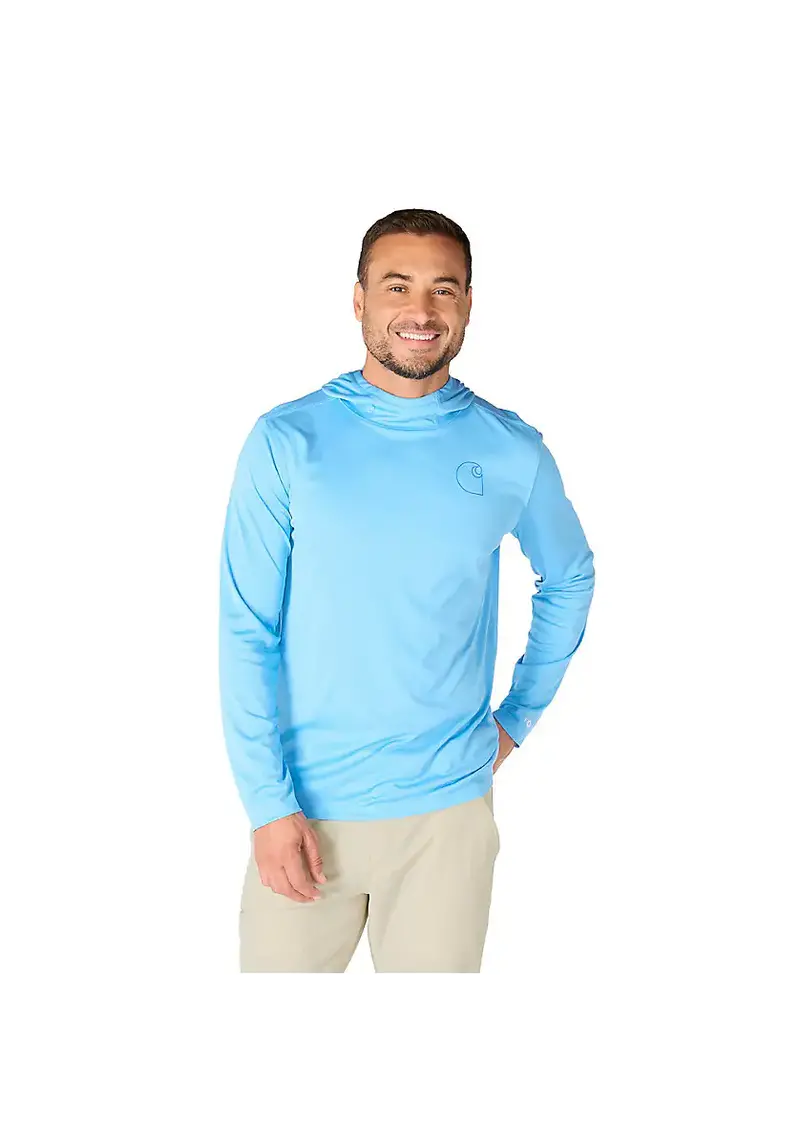 Carhartt Men's Force Sun Defender Lightweight Long-Sleeve Hooded Logo Graphic T-Shirt 1