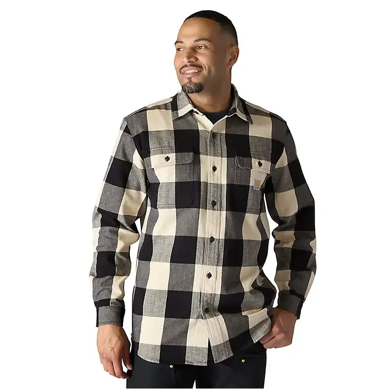 Carhartt Men's Loose Fit Heavyweight Flannel Long-Sleeve Plaid Shirt 1