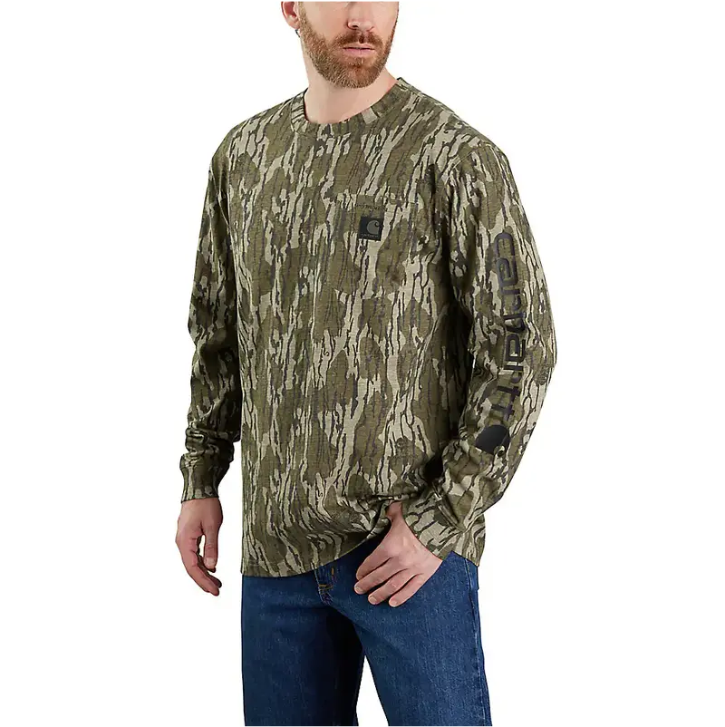 Carhartt Men's Loose Fit Heavyweight Long-Sleeve Pocket Camo Logo Graphic T-Shirt 1