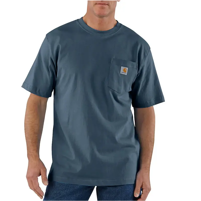 Carhartt Men's Loose Fit Heavyweight Short Sleeve Pocket T-Shirt - Bluestone 1