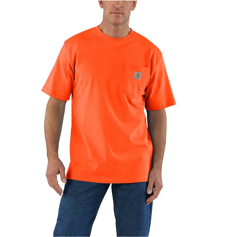 Carhartt Men's Loose Fit Heavyweight Short Sleeve Pocket T-Shirt - Brite Orange 1