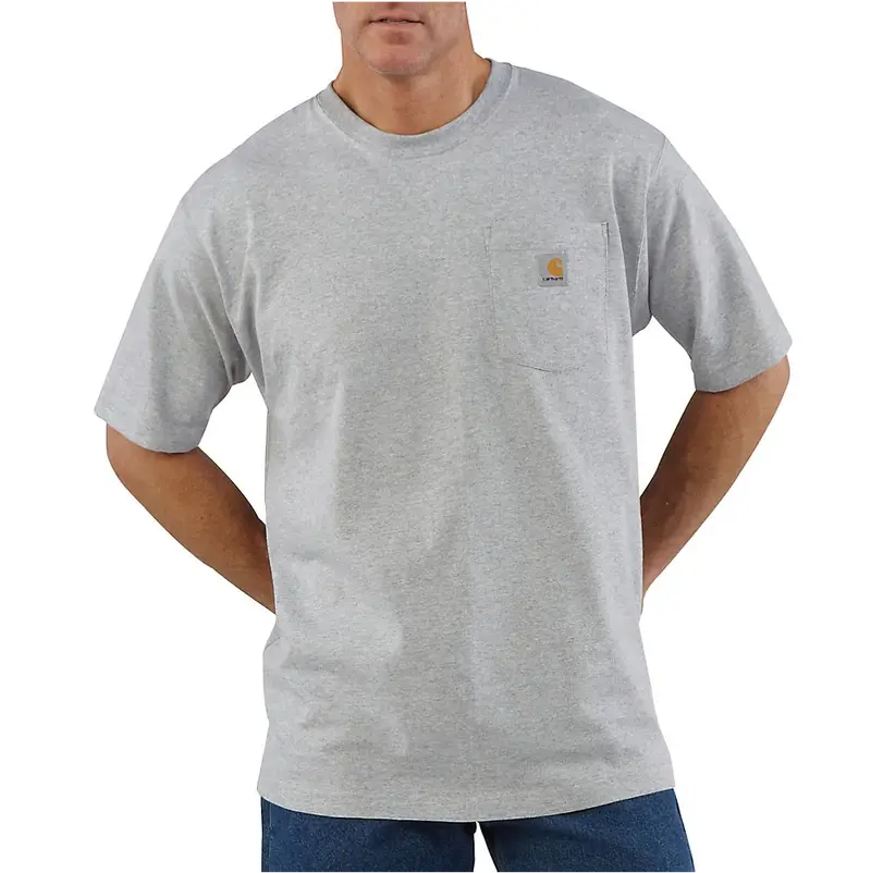Carhartt Men's Loose Fit Heavyweight Short Sleeve Pocket T-Shirt - Heather Gray 1